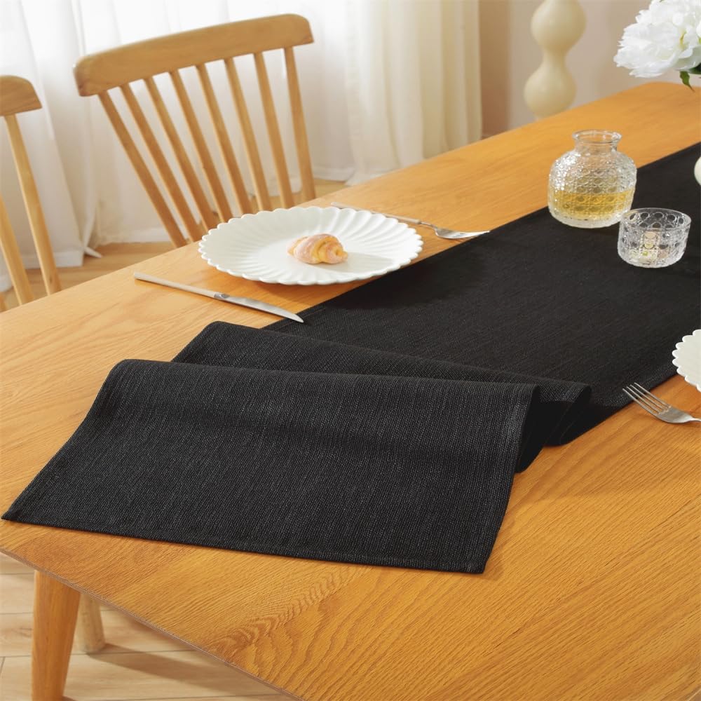 AMFUN Black Waterproof Table Runner, 40x160 cm, Modern Dining Room Decor for Parties, 40*160cm-Black - Image 4