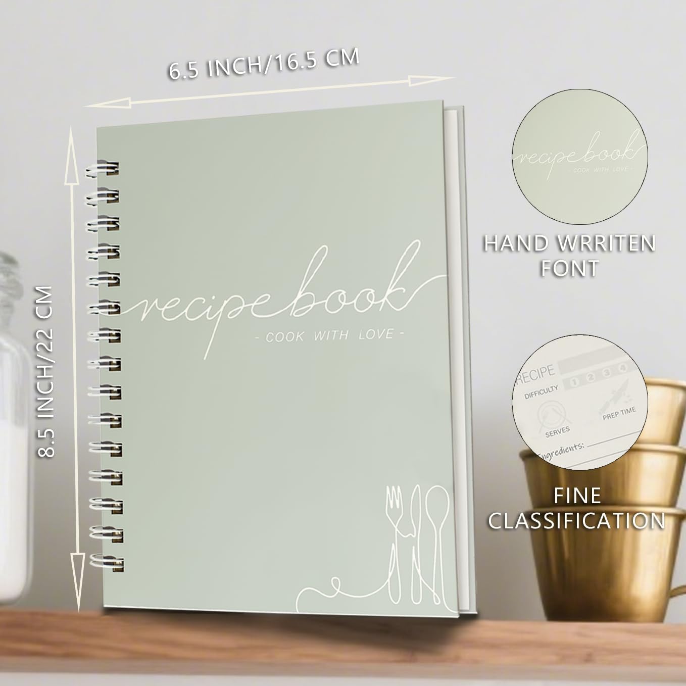 Recipe Book to Write  Your Own Recipes - Spiral Blank Cookbook 150 Pages Holds 144 Recipes - Elegant Waterproof Cover Big Recipe Journal - Easy to Use Layout (A5 (6.0x8.5 ch)) thumbnail