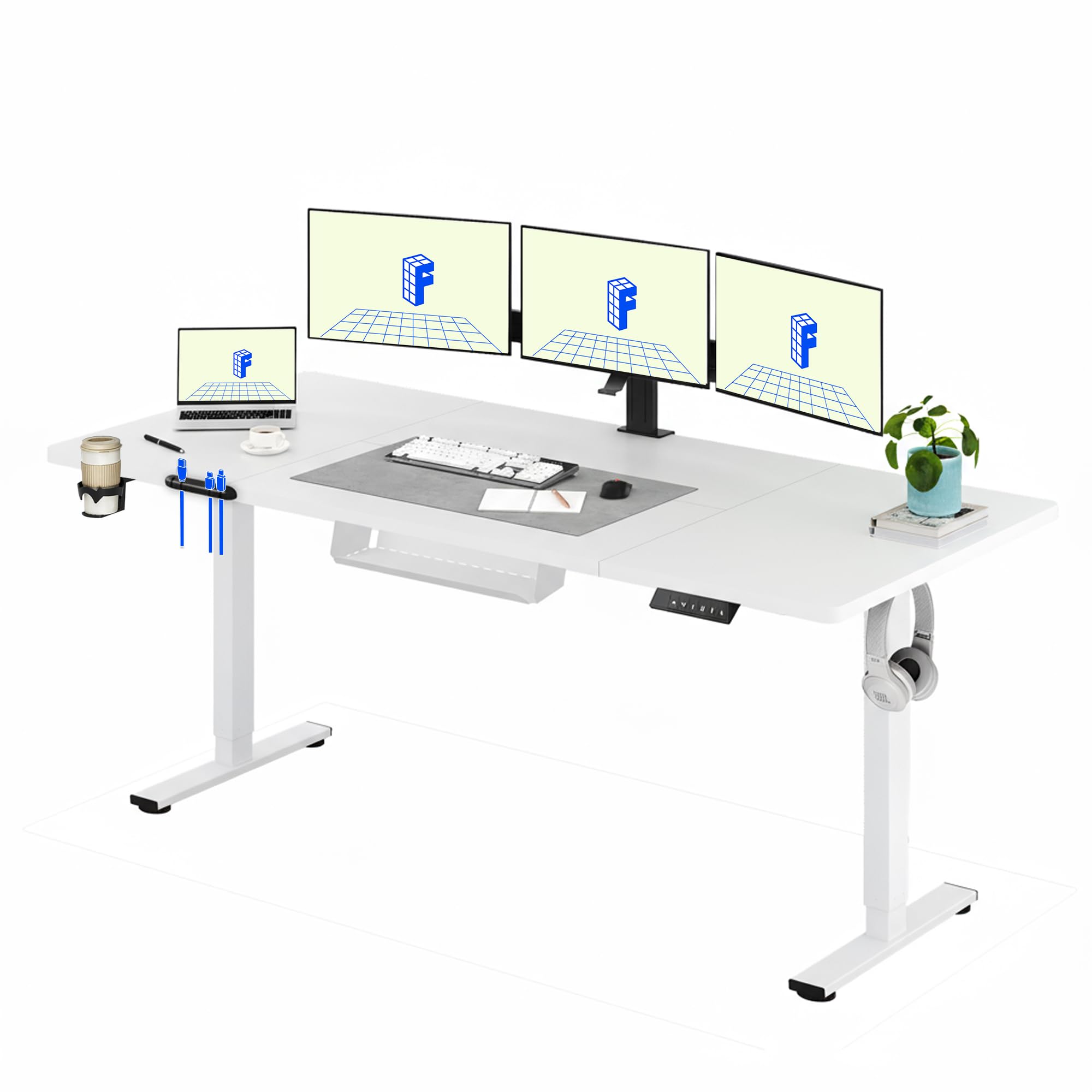 FLEXISPOT Scrivania Regolabile in Altezza 200 * 80 cm, Tastiera con Memoria, Con Gancio, Standing Desk Scrivania Motorizzata