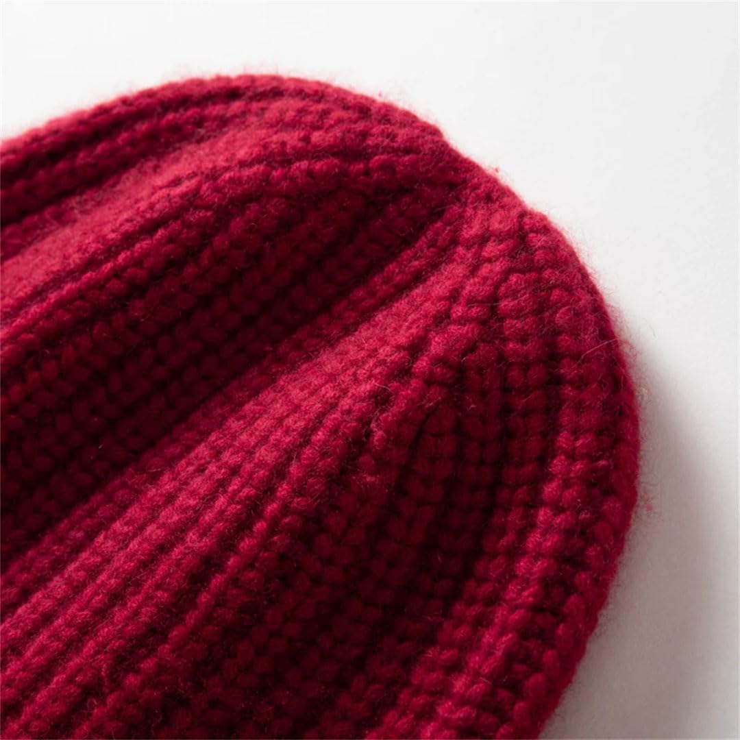 Unisex pogrubiona kaszmir czapka solidna prążkowana dzianinowa czapka beanie dla kobiet mężczyzn zimowa gruba ciepła kaszmir czapka
