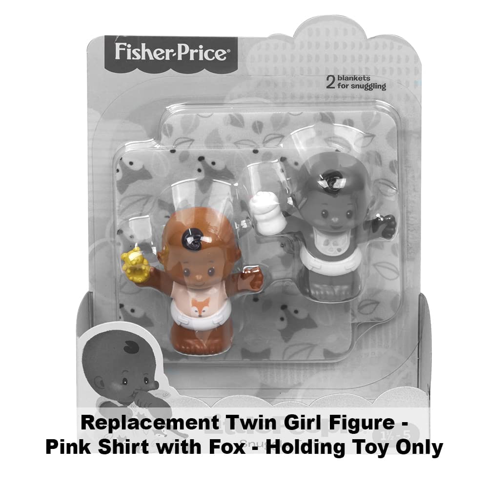 Ersatzteil für Fisher-Price Little People Snuggle Twins Spielset – GKP69 ~ Ersatzfigur Zwillingsmädchen ~ rosa Shirt mit Fuchs ~ Haltespielzeug