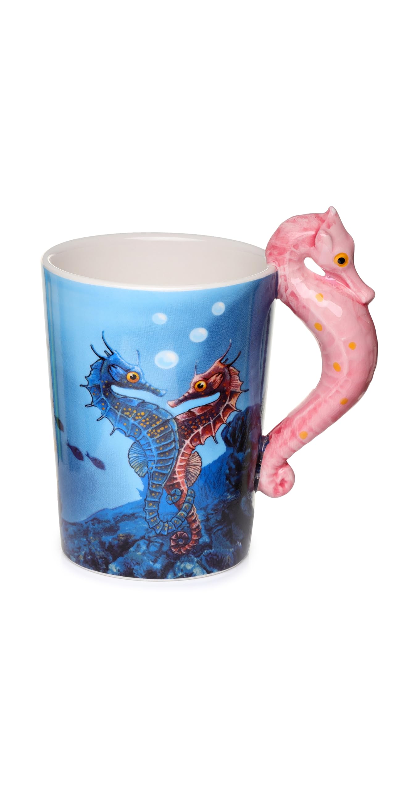 Puckator Lisa Parker uchwyt z konikiem morskim z podwodną naklejką, ceramiczny, mieszany, wysokość 13,5 cm szerokość 12 cm średnica 8,5 cm