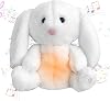 Anxiety Breathing Teddy Bunny,Soothing Breathing Rabbit,Anxiety Bear Anxiety Relief for Adults Kids Bunny with Calming Music & Soft Lights,Anxiety Plush Anxiety Relief Bunny (White)