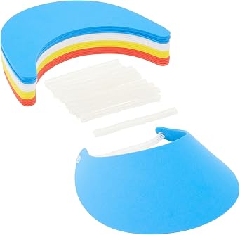 16 Pack Adjustable Foam Visors with Coil Bands for Kids, Outdoor Essentials, Sun Protection, Field Trips, Arts and Craft Project, 4 Assorted Colors 9 x 7 Inches
