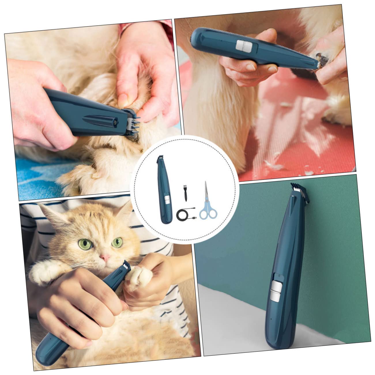 Angoily Tagliacapelli Elettrico per Cani e Gatti Rasoi per Zampe di Animali Domestici Dispositivo per Toelettatura Ricaricabile Tramite USB Design Silenzioso