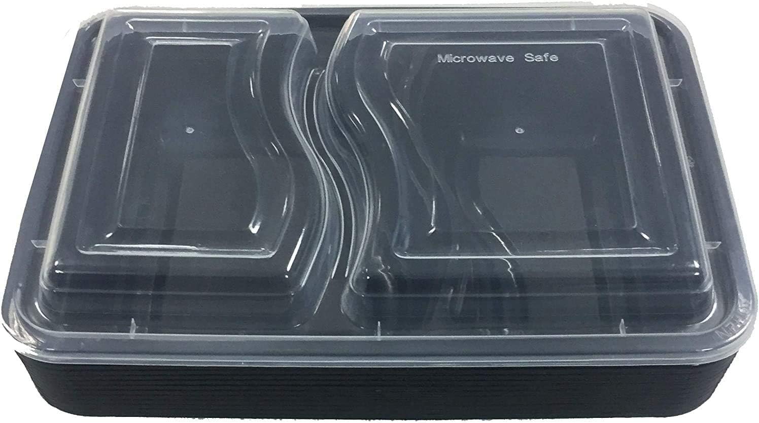 SNH Packing 12 Pieces Disposable Microwave Container Rectangular - 2 Compartment