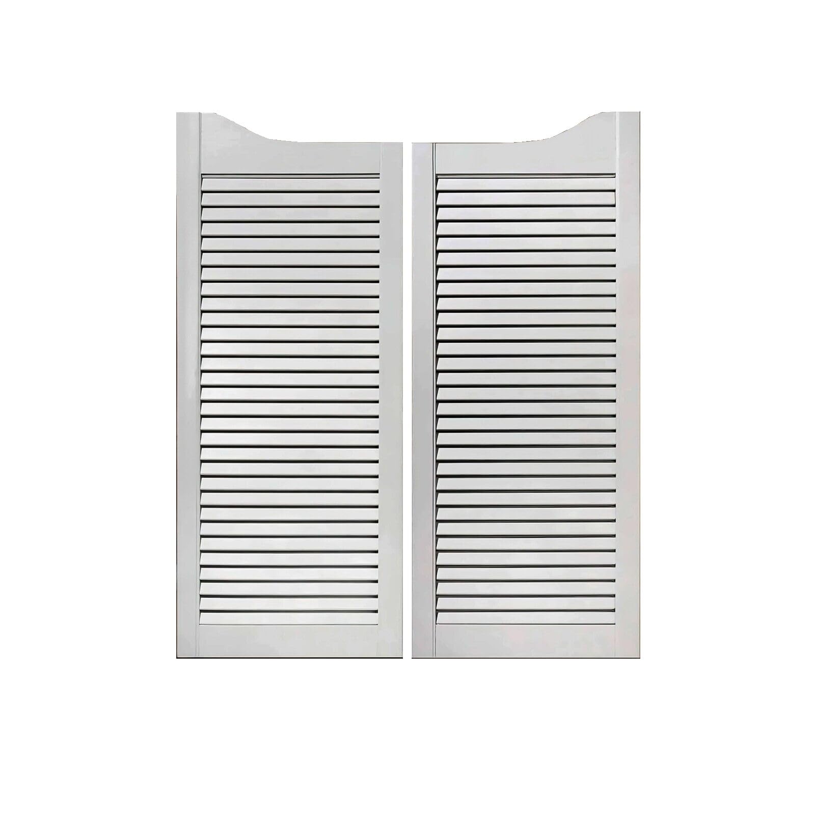 Set of 2 Swinging Doors - Divider Western Saloon Doors - Interior Solid Wood Louvre Slatted Doors - White/Natural - Size H: 1000mm / W: 800mm (2X 400mm)