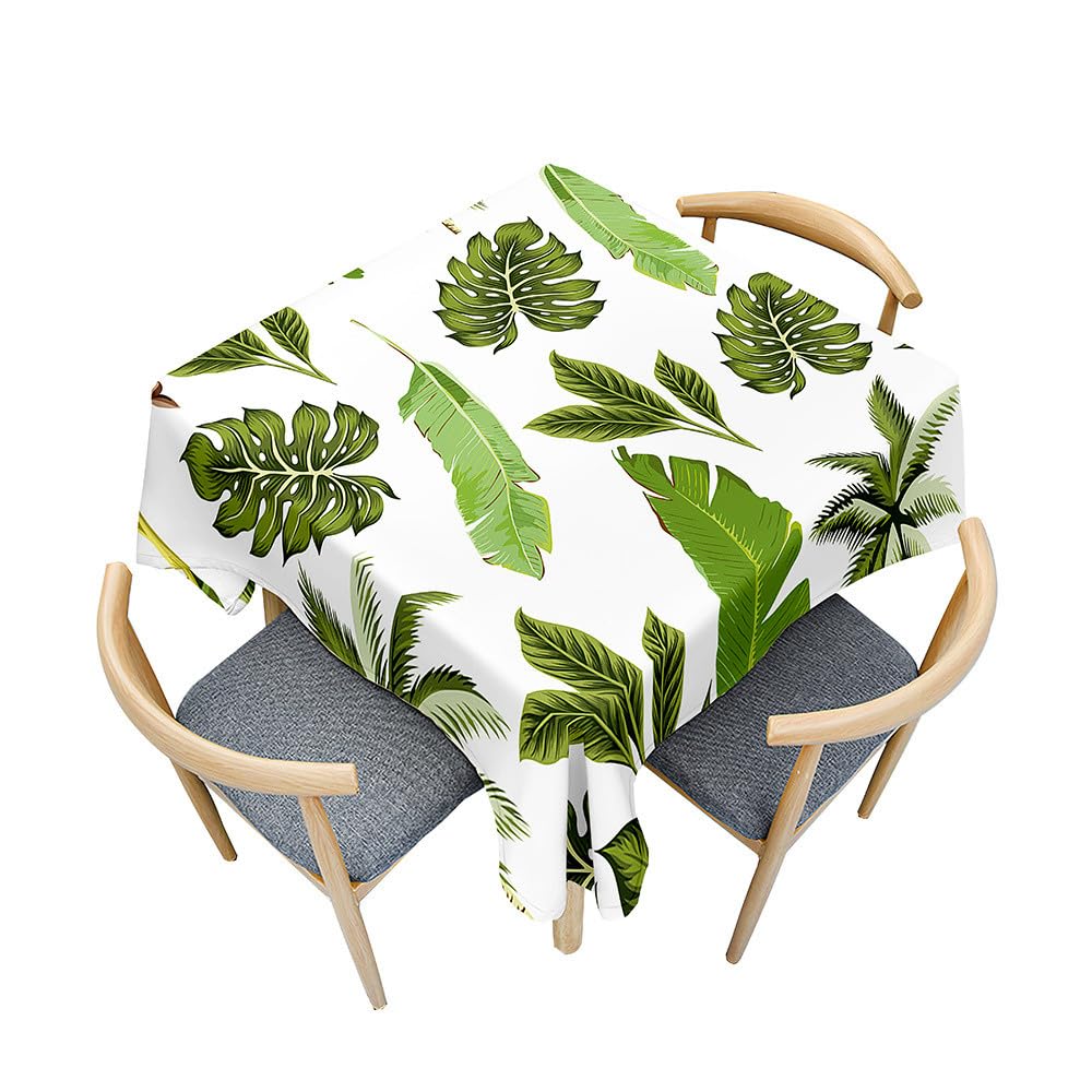 Mateju Tovaglia Quadrata 140x140 Cm, Lavabile E Antimacchia, Stampa 3D Pianta, Poliestere, Per Tavolo Da Pranzo E Ristorante