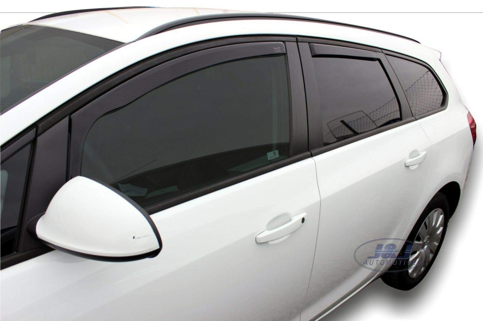 J&J AUTOMOTIVE Windabweiser passend für Opel Astra J Sports Tourer Schrägheck/Kombi 2010-2015 4tlg, Heko Regenabweiser Vorne Hinten Getönt Dunkel Passform