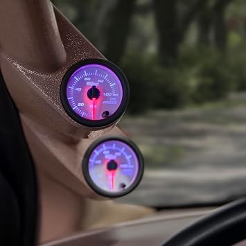 GlowShift White 7 Color 100 PSI Oil Pressure Gauge Kit, 2-1/16 52mm
