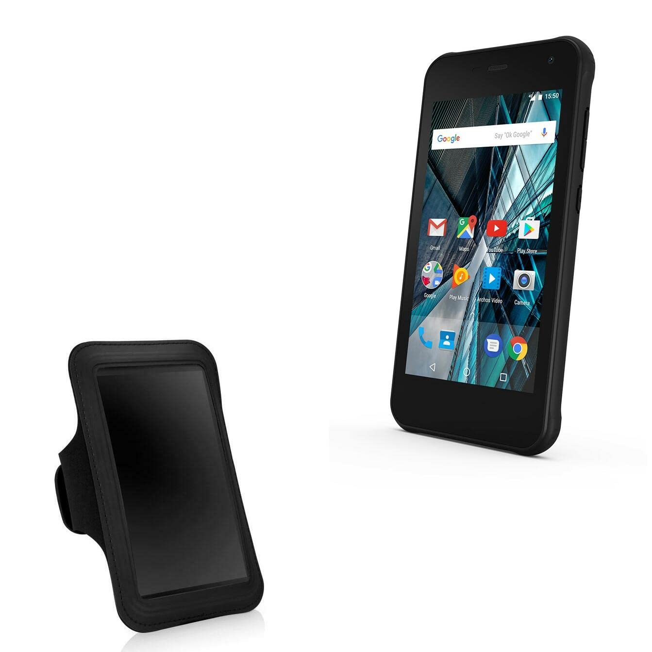 BoxWave Case Compatible with Archos Sense 47x - Sports Armband, Adjustable Armband for Workout and Running for Archos Sense 47x - Jet Black