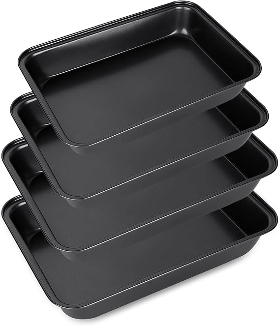 FWEEK 4 Piece Baking Trays for Oven Non Stick Roasting Tins Heavy Duty Carbon Steel (PFOA Free