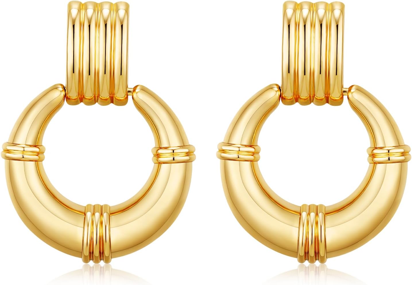 Apsvo Gold/Silver Earrings for Women, Chunky Hoop Earrings Statement Earring Lightweight Drop Dangle Earring Trendy Jewelry