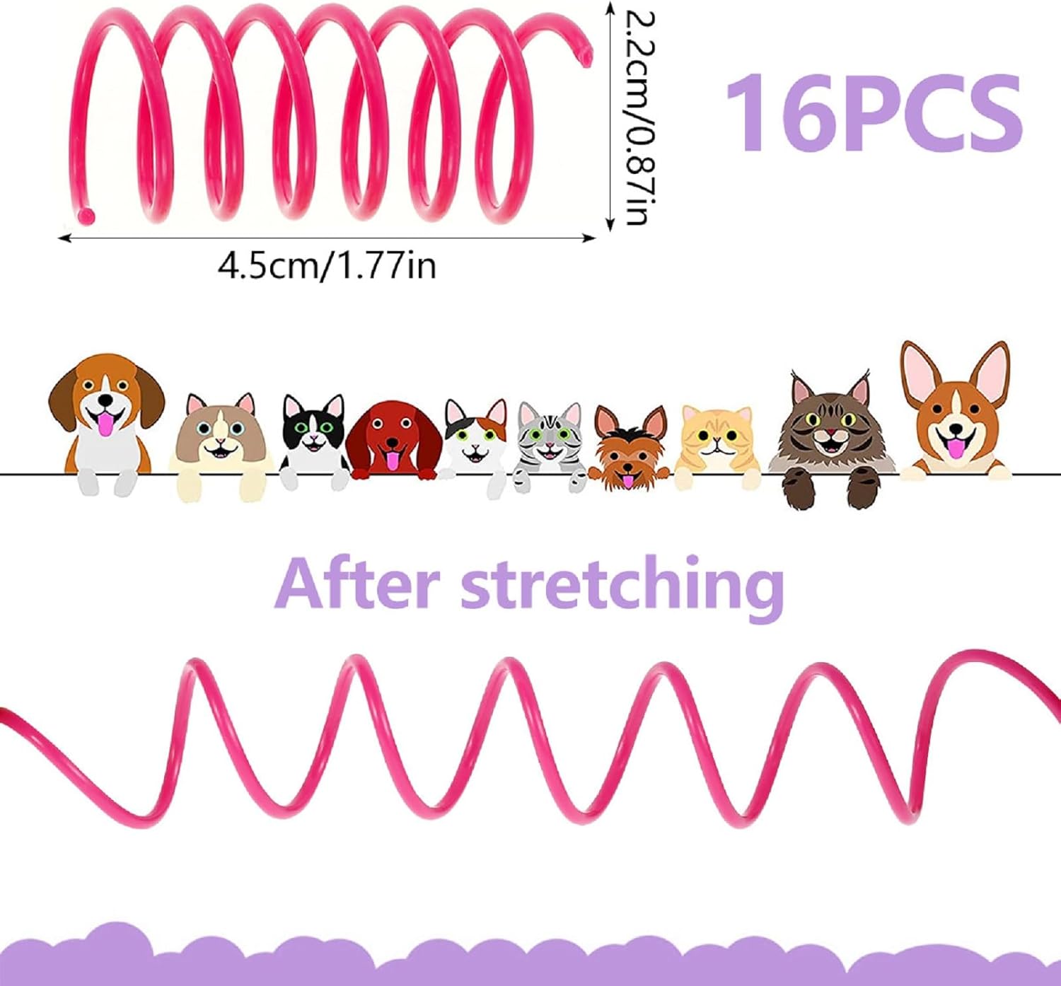 Cat Spiral Spring Toy 16 PCS, Colorful Cats & Kitten Toys for Swat, Bite, Hunt Indoor, Creative Entertainment Springy Toys (16PCS Multicolored) image 4 of 7 B0F445RTDG