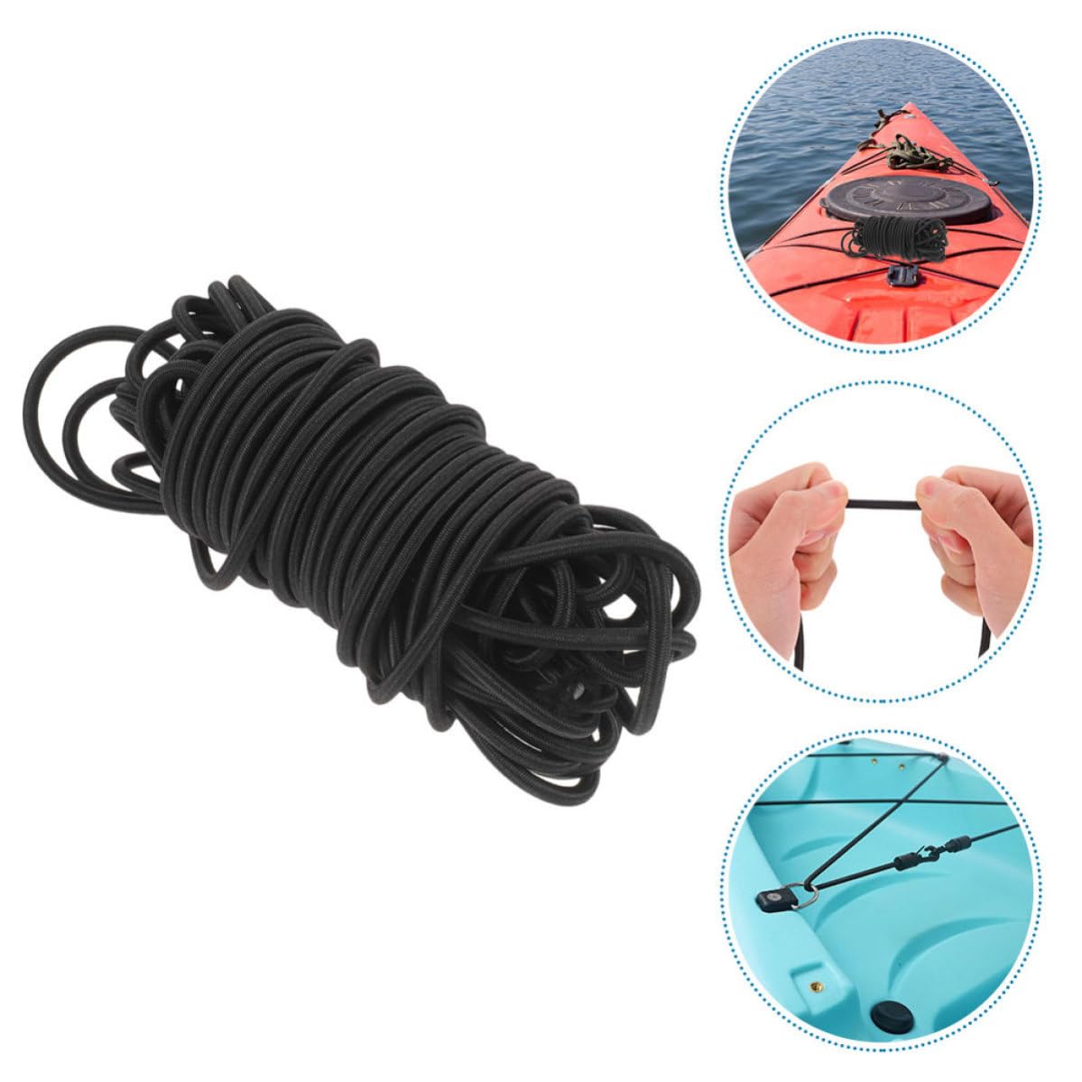 Beavorty Gummischnürsenkel Elastische Runde Schnürsenkel für Freizeitschuhe Rundes Gummiband Schwarz 50 Yards Rolle für Bündchen und Selbstgemacht Bastelarbeiten