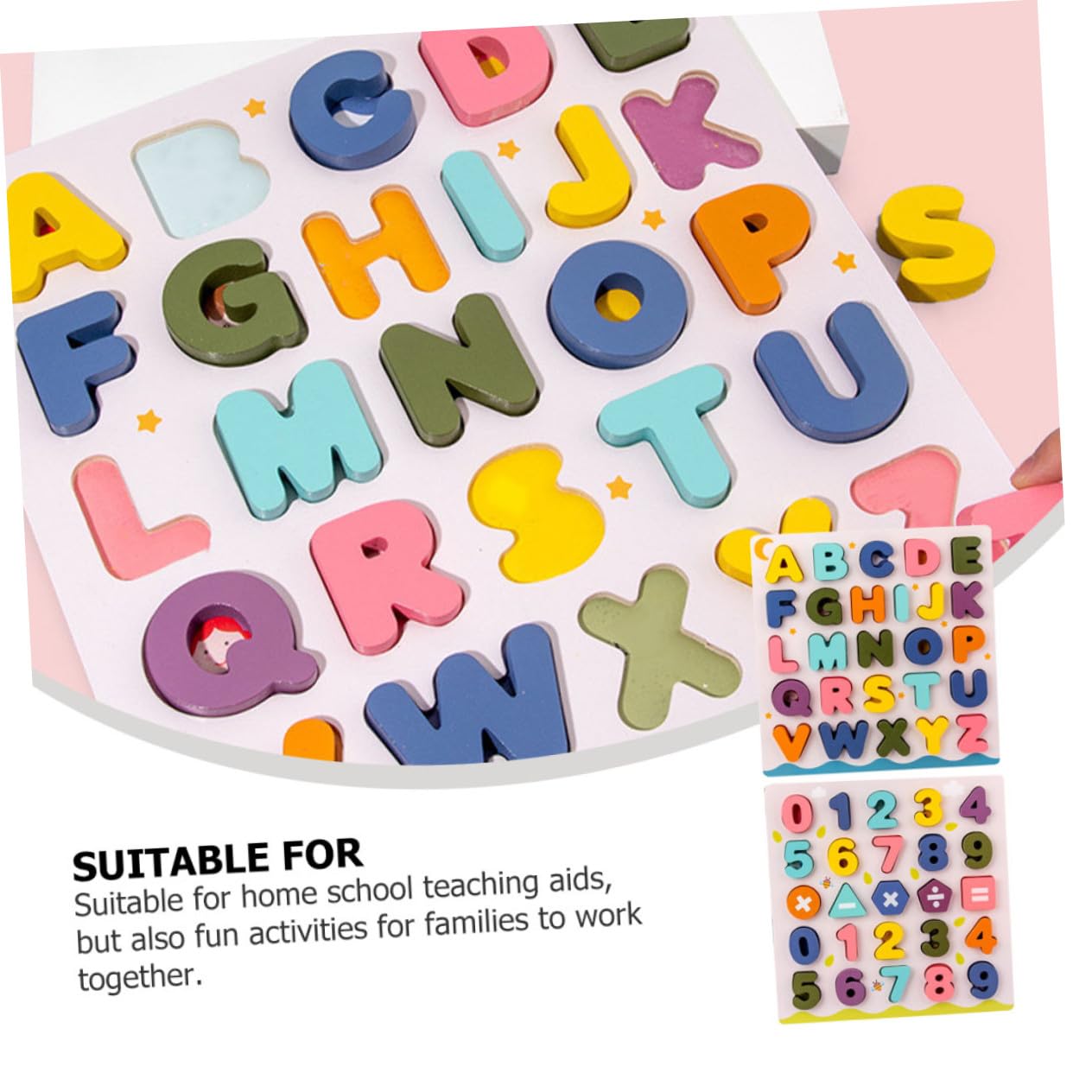 2 Juegos Juguetes Educativos de Madera Bloques Didácticos Reconocimiento de Letras y Números para Pequeños Aprendizaje Montessori Infantil