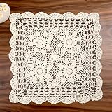 Exircy Cotton Handmade Crochet lace Table Runners Doilies Doily Table Dresser Scarf Décor Square Tablecloth,15.7 inch,Beige