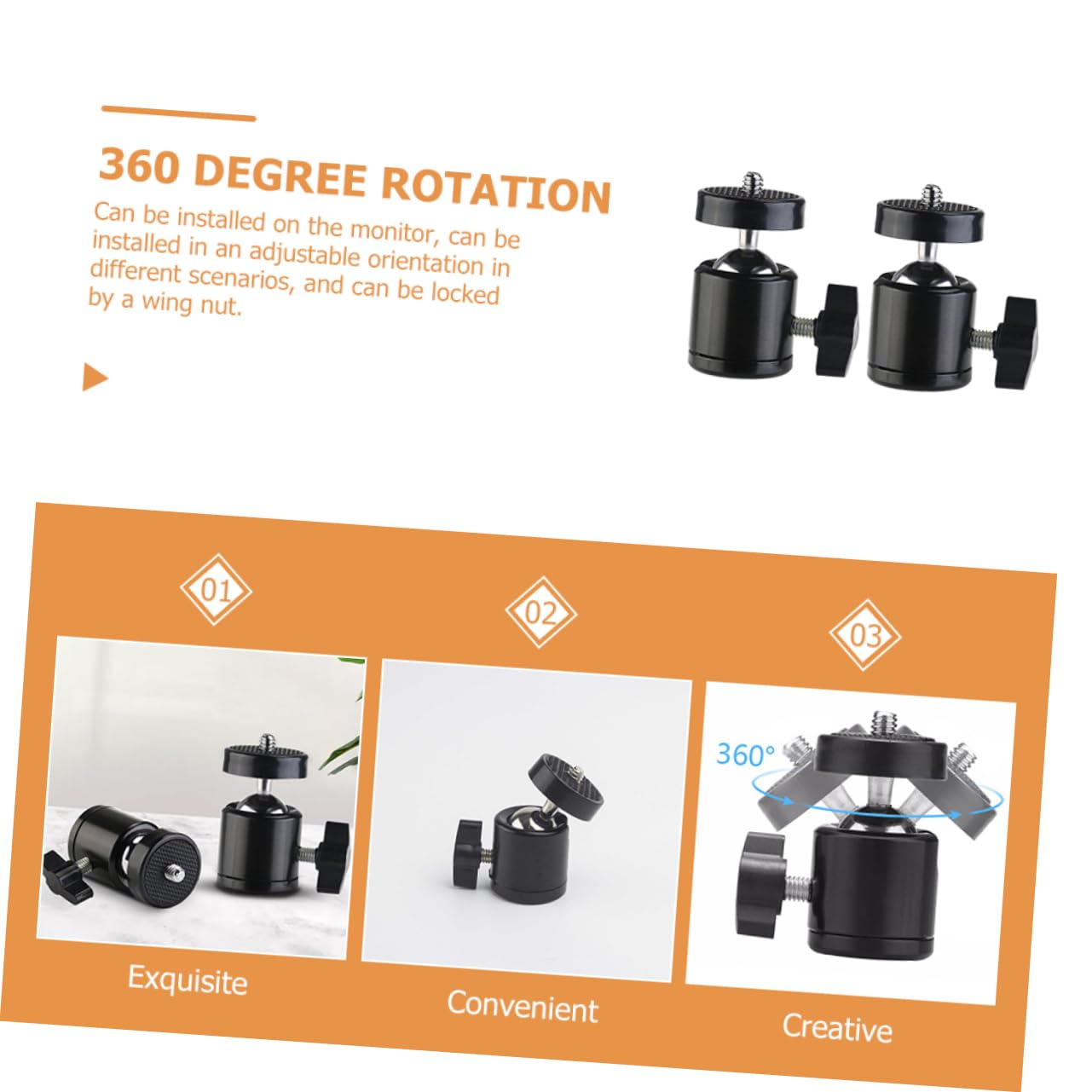 Vaguelly 2pcs Hot Shoe Mount Ring Light Mount Tripod Ball Head 1/4 Inch Camera Mount for Monitors Action Cameras Smartphones