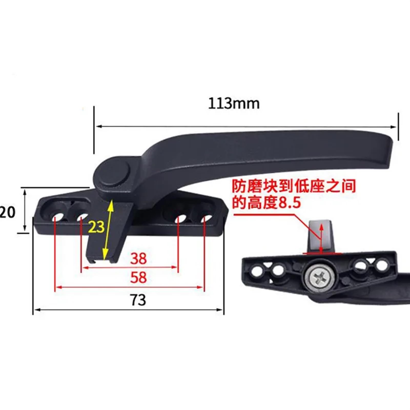 Maniglie per finestre in PVC con Serratura, in Lega di Alluminio, Multicolore.