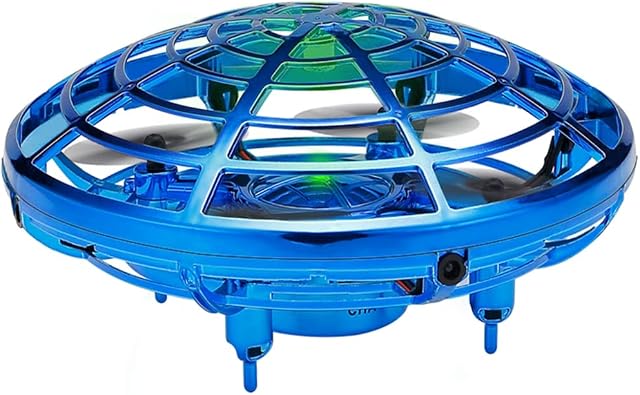 Mini Drone Flying Ball Toy-GEYUEYA Home UFO Toys for Kids Adults Hand Operated Toy 360° Rotating & LED Lights Hands Free Motion Sensor Helicopter for Boys Girls Christmas Gift Indoor Outdoor - Blue