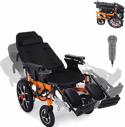 Sillas de ruedas eléctricas ligeras para adultos, silla de ruedas eléctrica plegable reclinable, silla de ruedas eléctrica todo terreno con respaldo