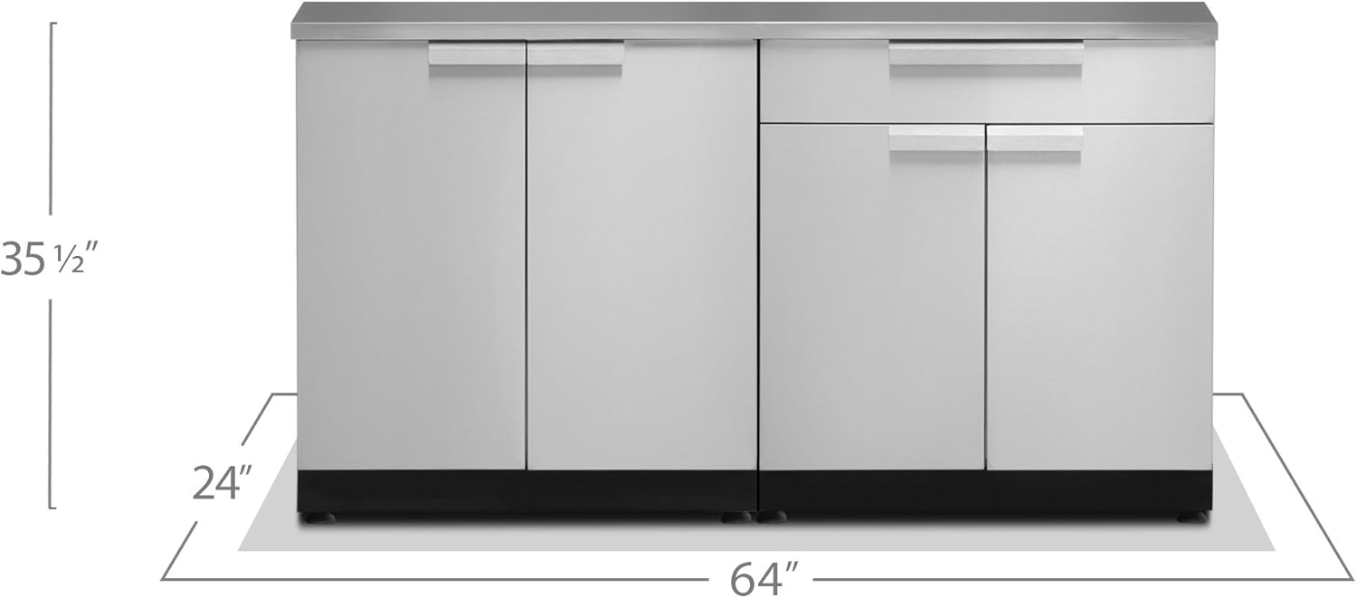 NewAge Products Outdoor Kitchen Stainless Steel Classic 2 Piece Cabinet Set Without Covers and Countertops, 65088
