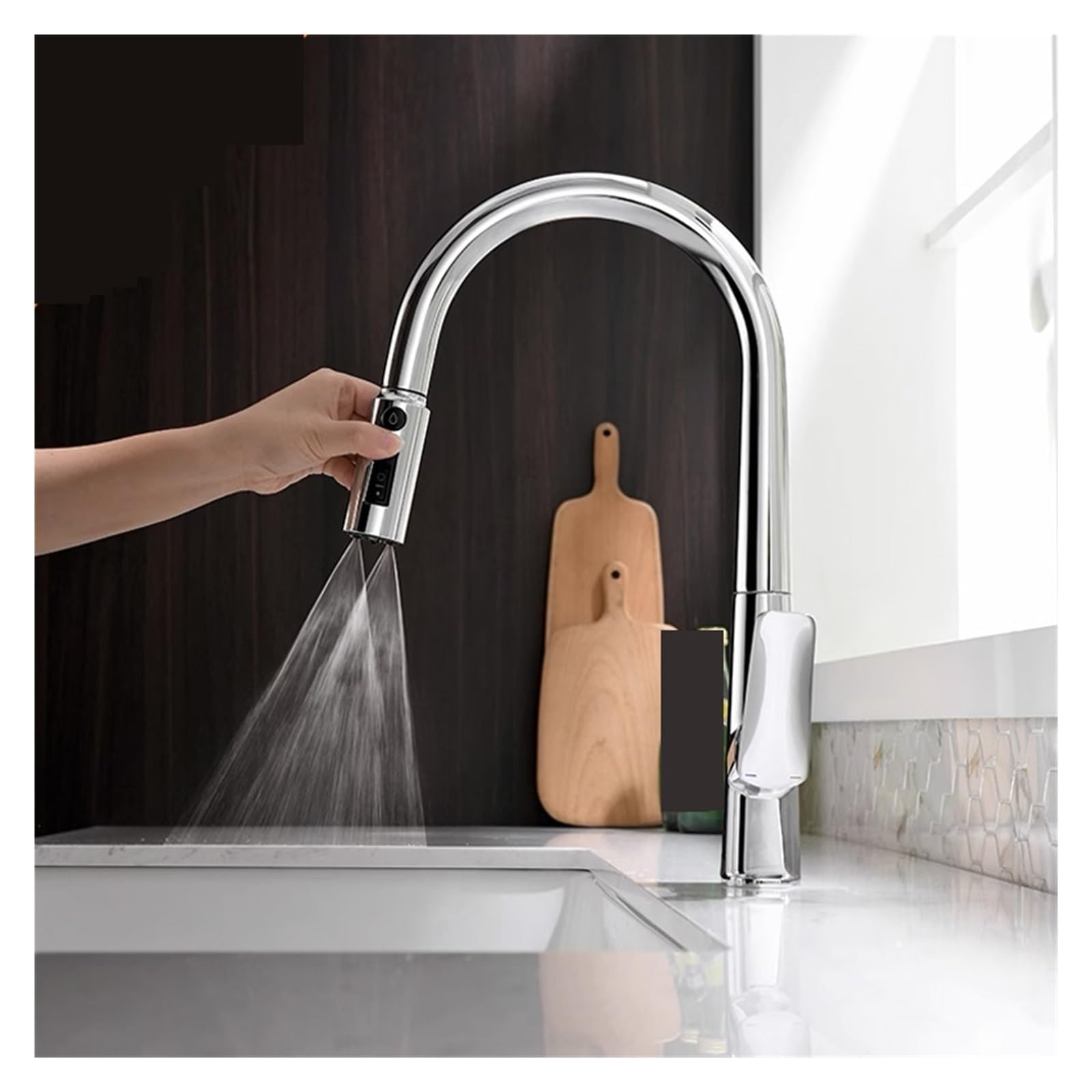Grifo de filtro de agua de cocina extraíble de doble boquilla para agua potable, construcción duradera para uso en fregadero de cocina