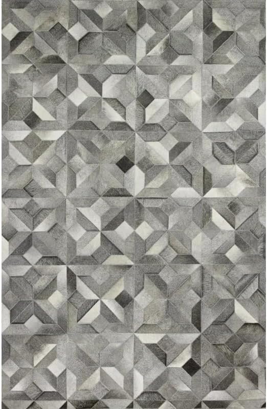 Leather Area Rug for Living Room - Grey Metallic Vintage Floor Carpet for Bedroom,Washable Rug Home Decor(2.5x12)