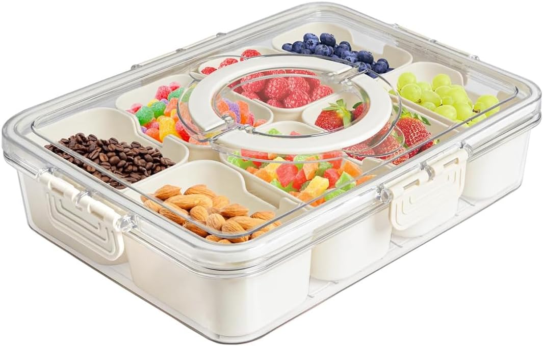 Spice Jars Masala Boxes for Kitchen Organizer Spice Box 8 Containers Set XVersion Seasonings Spices Set Multipurpose Kitchen Storage Condiment for Countertop Refrigerator Picnic (White- 8 Compartment)