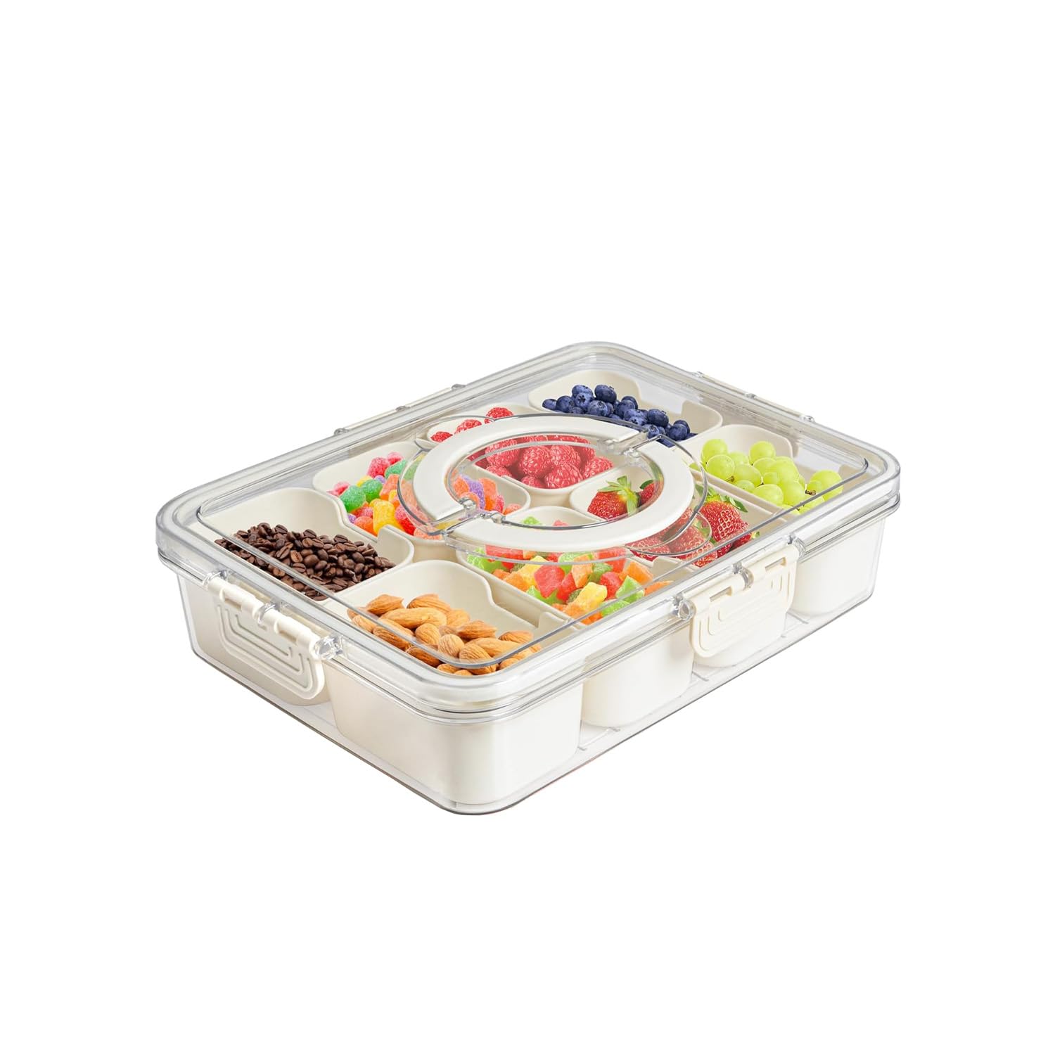 Spice Jars Masala Boxes for Kitchen Organizer Spice Box 8 Containers Set XVersion Seasonings Spices Set Multipurpose Kitchen Storage Condiment for Countertop Refrigerator Picnic (White- 8 Compartment)