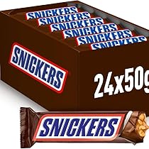 Snickers Barretta con Caramello e Arachidi Tostate Ricoperta al Cioccolato, 24 Barrette X50G (1200G), Nuova versione