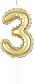ZHIHUI gold balloon-shaped number 3 birthday candle