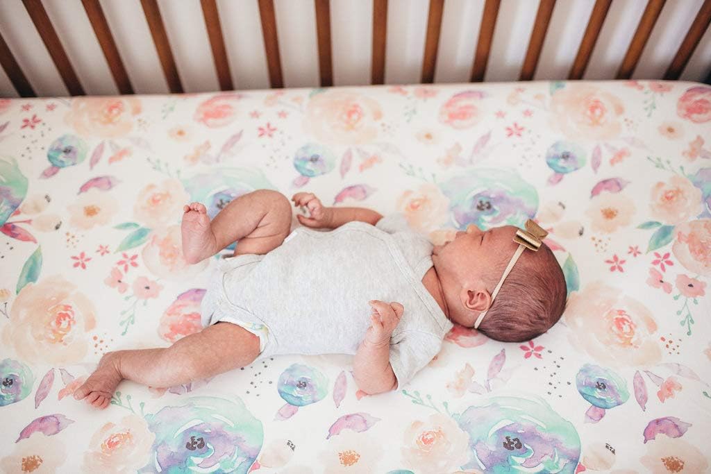 Copper Pearl Premium Knit Crib Sheets - Breathable and Soft, Fitted for Standard Mattresses, Perfect for Baby Registry or Shower Gift, Bloom