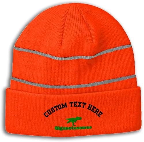 Custom Reflective Beanie Giganotosaurus High Visibility Running Gear Skull Cap for Men & Women 1 Size
