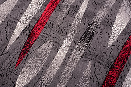 Mazovia Vloerkleed Modern - Tapijt Kortstondig Pooltje - Tapijten Modern Patroon - Tapijt Woonkamer, Slaapkamer, Eetkamer - OEKO-TEX Carpet - Rug - Grijs Rood 80 x 200 cm - Afbeelding 5