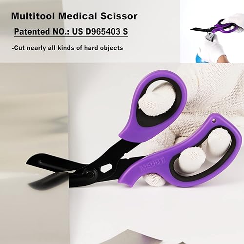 Miniatura 43 de MEUUT Paquete de 2 tijeras médicas para enfermeras, tijeras de vendaje patentadas con cuchillas antiadherentes, tijeras de grado quirúrgico, tijeras