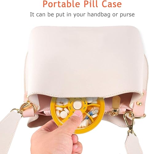 Miniatura 7 de Pastillero organizador de 3 pastilleros, semanal, lindo, redondo, pastillero, contenedor de pastillas, portátil, organizador de medicamentos pequeño