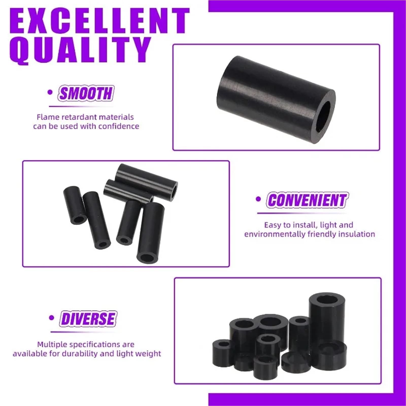 Abstandshalter, 540 Stück, 18 Größen, schwarz/weiß, Nylon, rund, Schraubenmuttern-Sortiment-Set for M3, M4, M5, M6, Schrauben, Prototyping(Black)