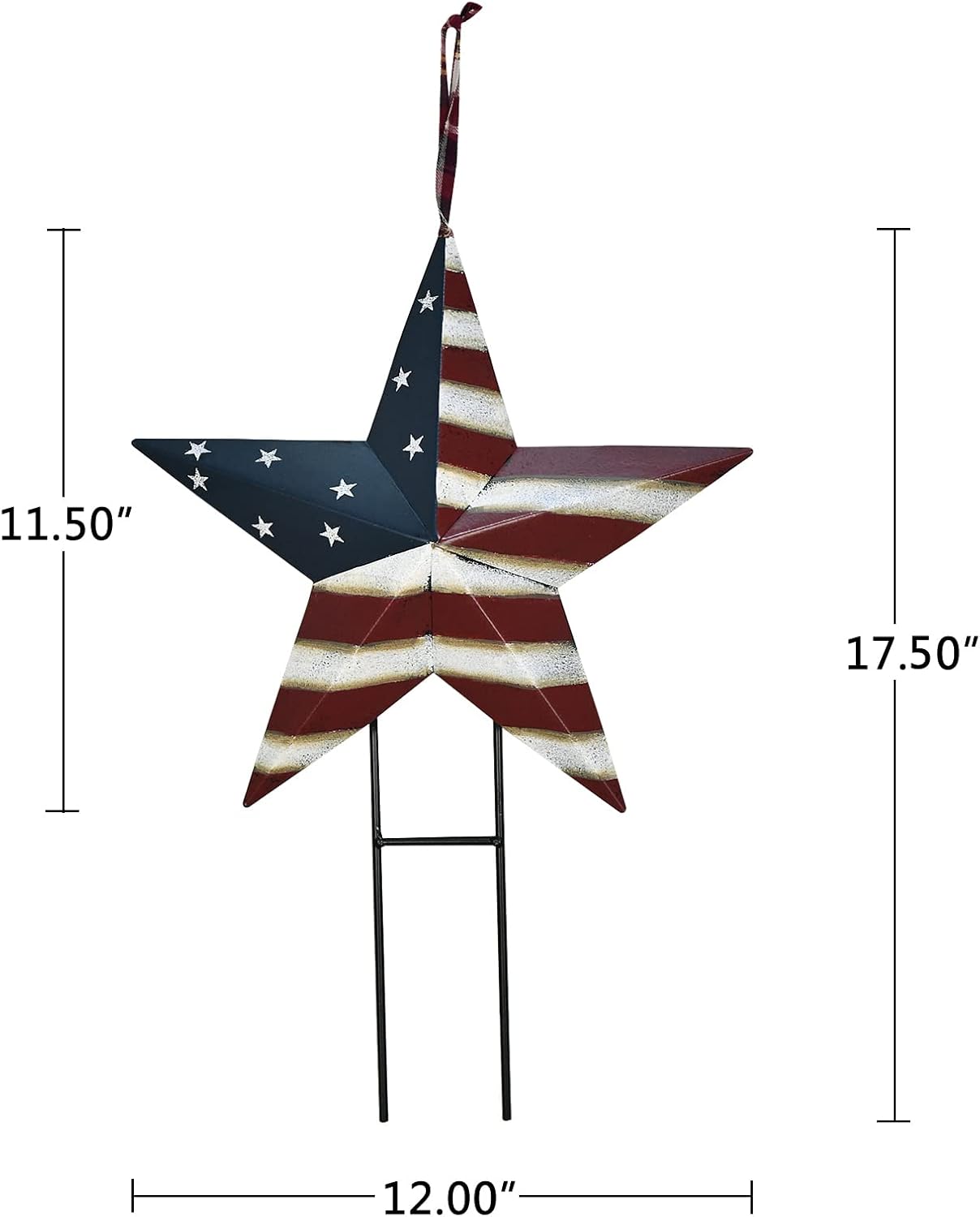 Veclotch 4th of July Metal Barn Star Yard Sign Outdoor Lawn Decor, Patriotic US Flag Star Barn Hanging Ornament Garden Signs