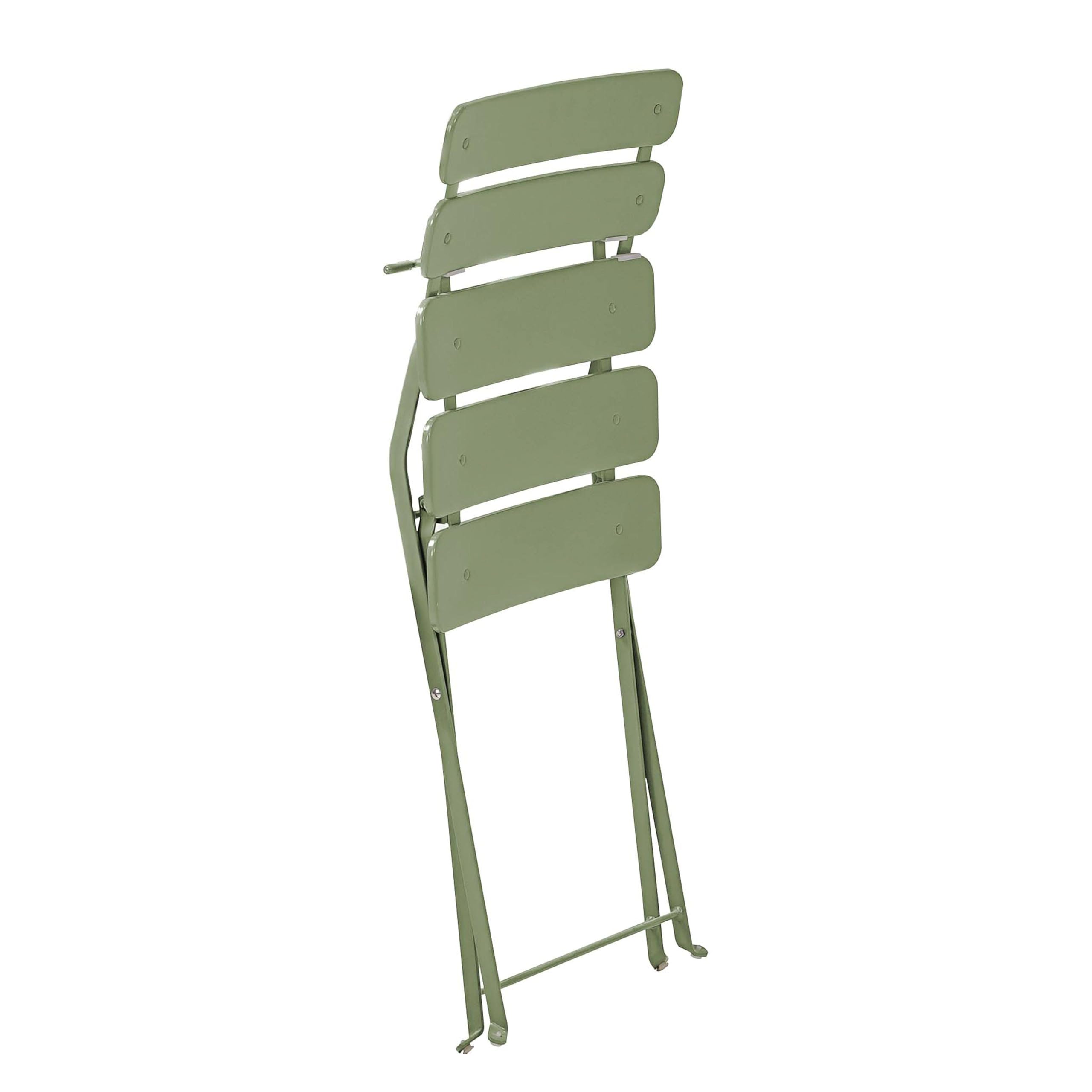 Oviala Table de terrasse Ronde Pliante et 2 chaises Pliantes Vert Tilleul