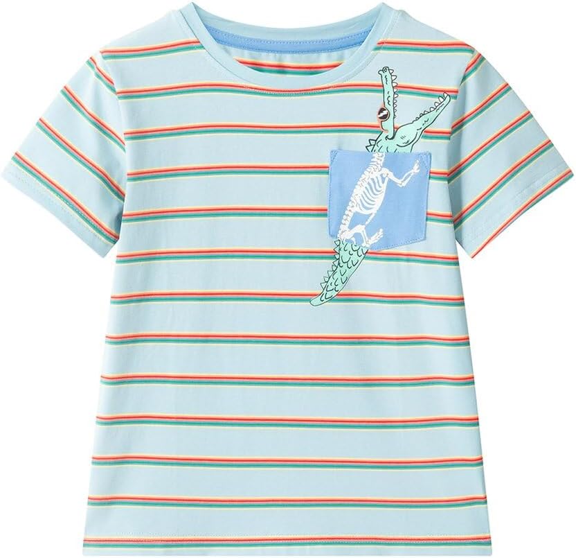 Andy & Evan Boys Stripe Pocket T-Shirt, 4T, Blue