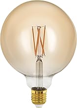 EGLO E27 LED Dimmable Bulb, Golden Vintage Decorative Bulb, Retro Globe Bulb, 4 Watt (Equivalent to 28 Watt), 300 Lumen, Warm White, 1700 K, Edison Bulb G125, Diameter 12.5 cm
