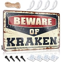 Vintage Metal Signs Funny Beware of Kraken Sign Vintage Wall Decor Joy Sign  Size 20X30CM