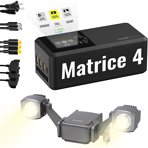 LKTOP Matrice 4T/4E Series Accessories Kit for DJI Matrice 4 Enterprise Series Spotlight Drone Strobe Light, 200W Battery Charging Hub Fast Charger, Compatible with DJI Matric 4 Enterprise/Thermal