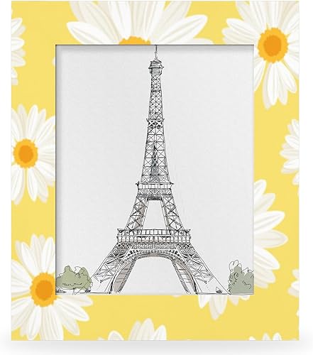 Miniatura 7 de Marco de fotos de flores de margaritas de 8 x 10 pulgadas, marco de fotos de madera amarillo floral para colgarmesa, marcos de fotos de escritorio,