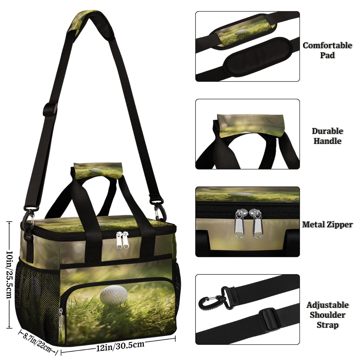 Insulated Picnic Backpack Lunch Box for Women Men Picnic Basket Tote Lunch Bag Picnic Bag Portable Lunch Bags for Picnic, Beach, Work, Trip,Office, Camp Golf-Sport