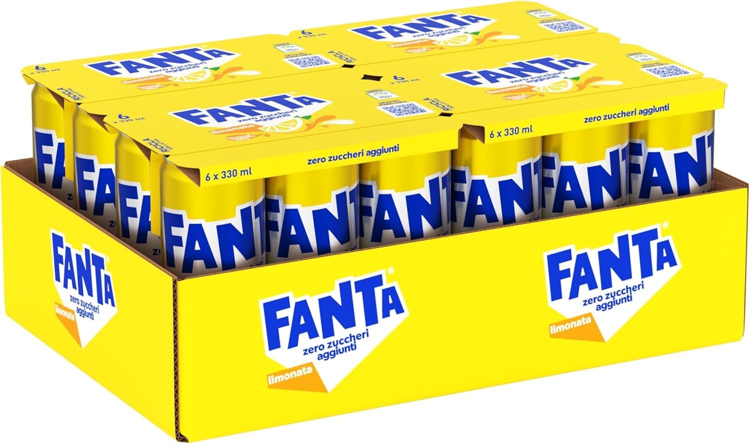 Italian Gourmet Fanta Zero Zuccheri bevanda Limone Syrakus Dose 72 x 330ml | Ohne Zuckerzusatz und Konservierungsstoffe, lattina riciclabile, gusto, Gesamtnettogewicht 23,76 L + Kostenlos Polpa 400g