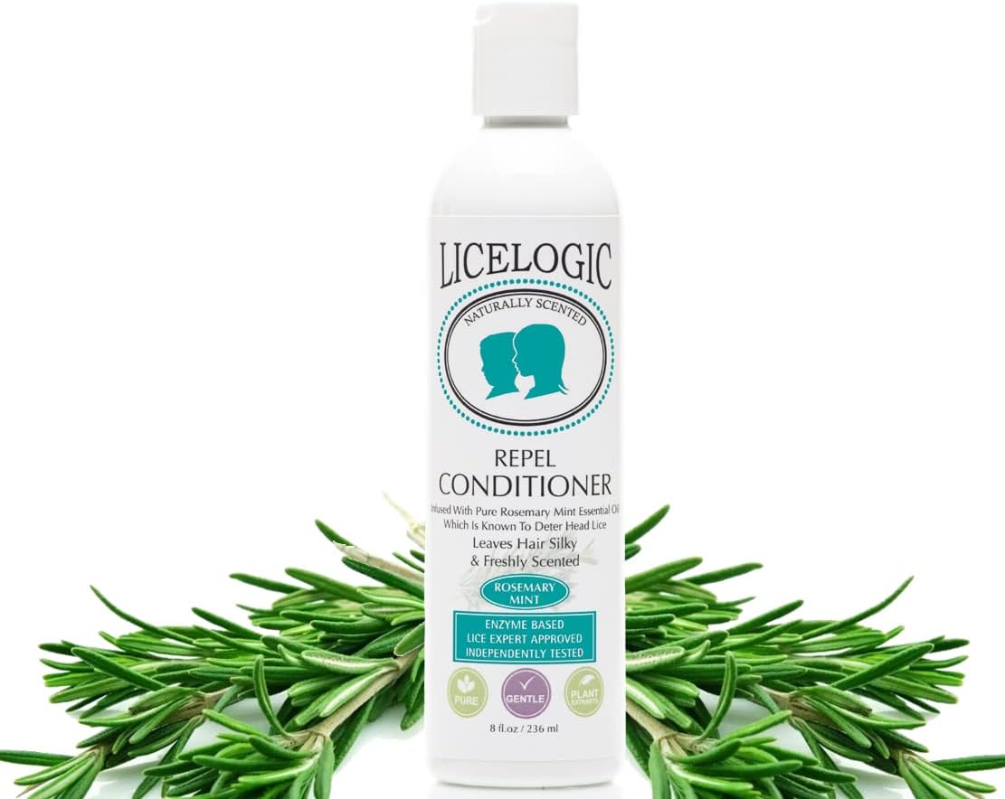 Repel Lice Prevention Conditioner, 8oz, Rosemary Mint - Effective Against Super Lice, Kills Eggs & Nits, Not Toxic, Naturally Derived Licezyme