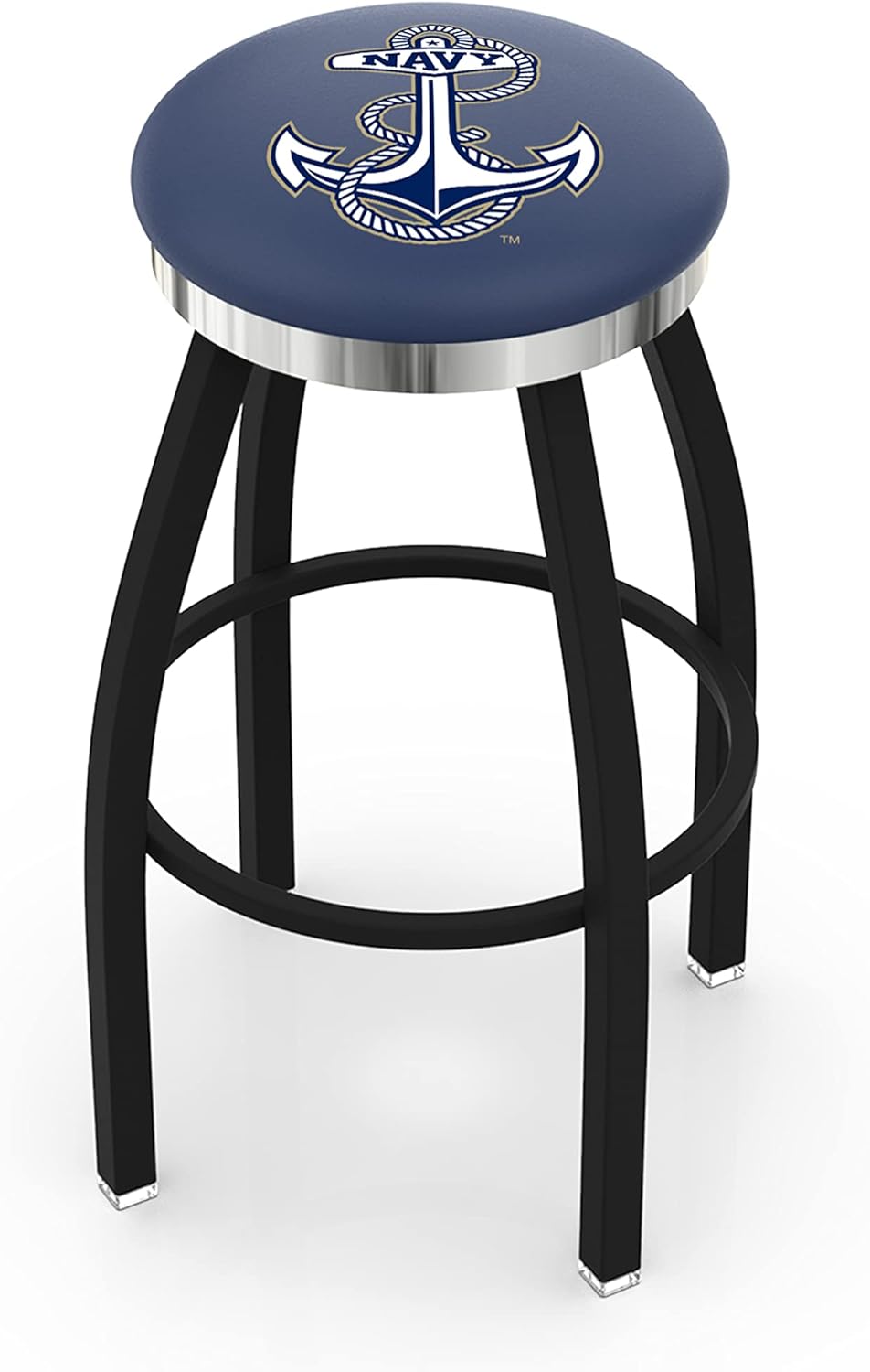 L8B2C US Naval Academy (Navy) 25" Swivel Counter Stool with a Black Wrinkle and Chrome Finish