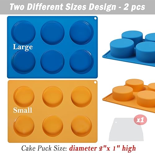 Miniatura 4 de Webake Juego de moldes para pasteles de 2 tamaños diferentes, moldes planos de silicona para postres cubiertos de chocolate, sin BPA, 2 moldes y 1